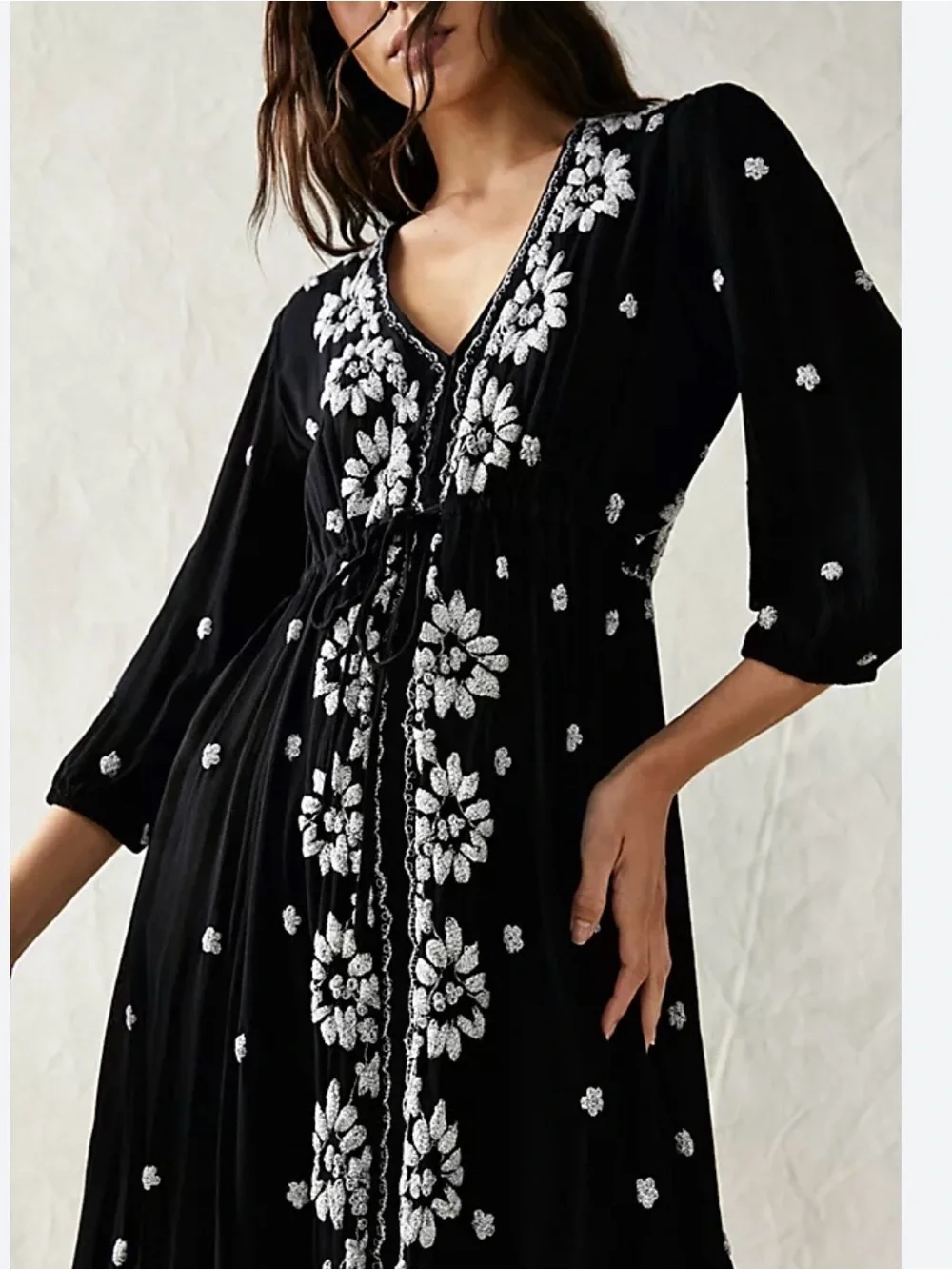 Free people Embroidered Fable Midi Dress size small